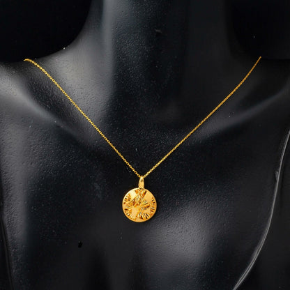 22K Yellow Gold Sparkling Design Necklace Earrings Set