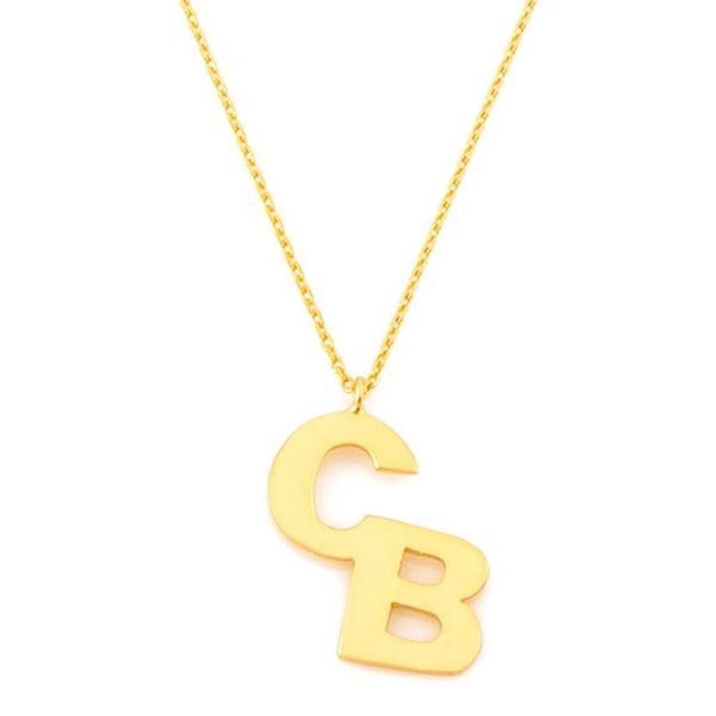 14K Yellow Gold Name Initials Inscribed Chain Necklace