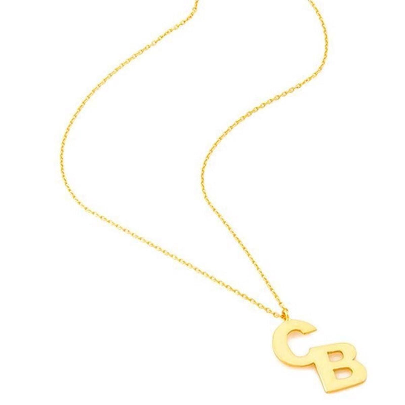14K Yellow Gold Name Initials Inscribed Chain Necklace