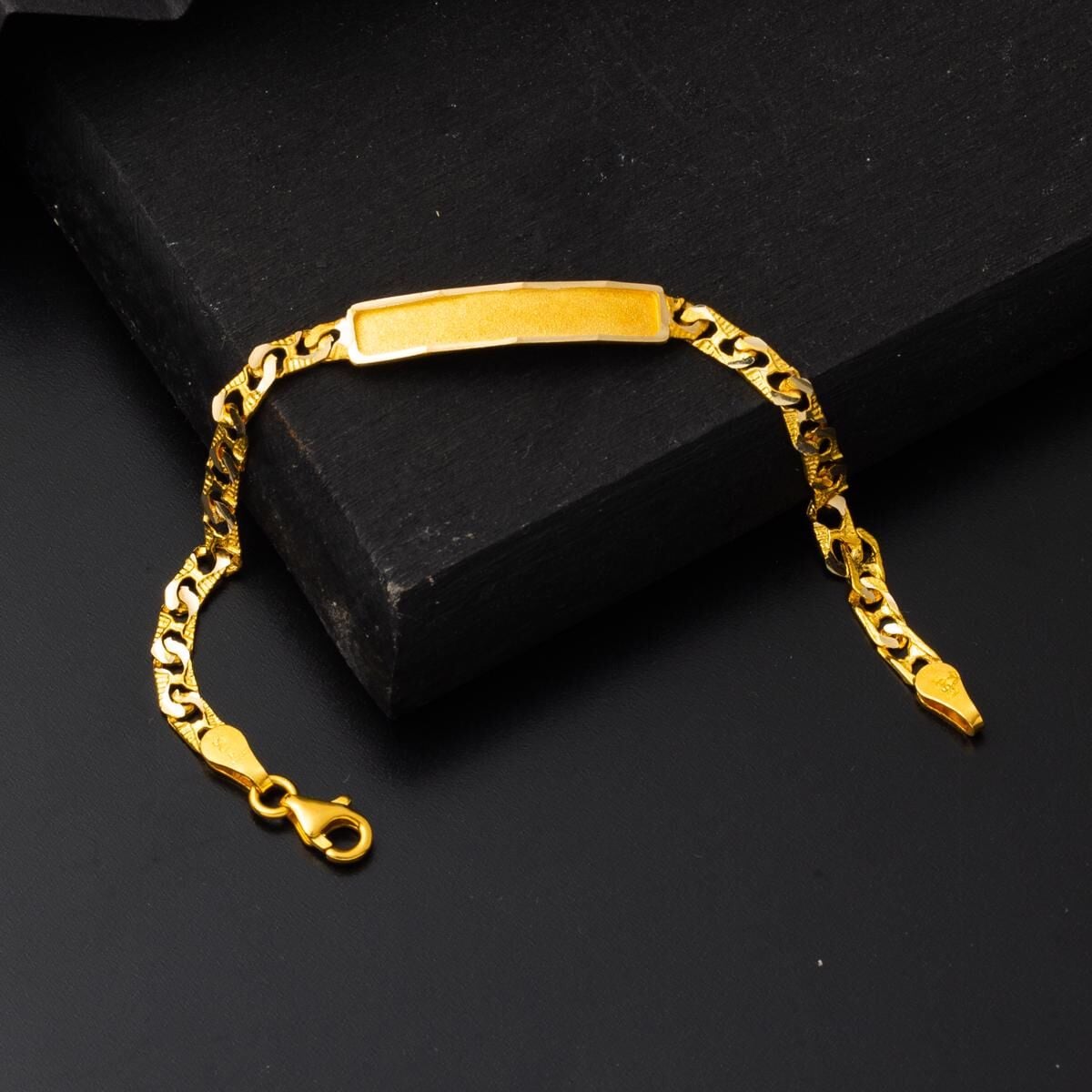 14K Yellow Gold Personalized Name Children's ID Bracelet (4.11 g)