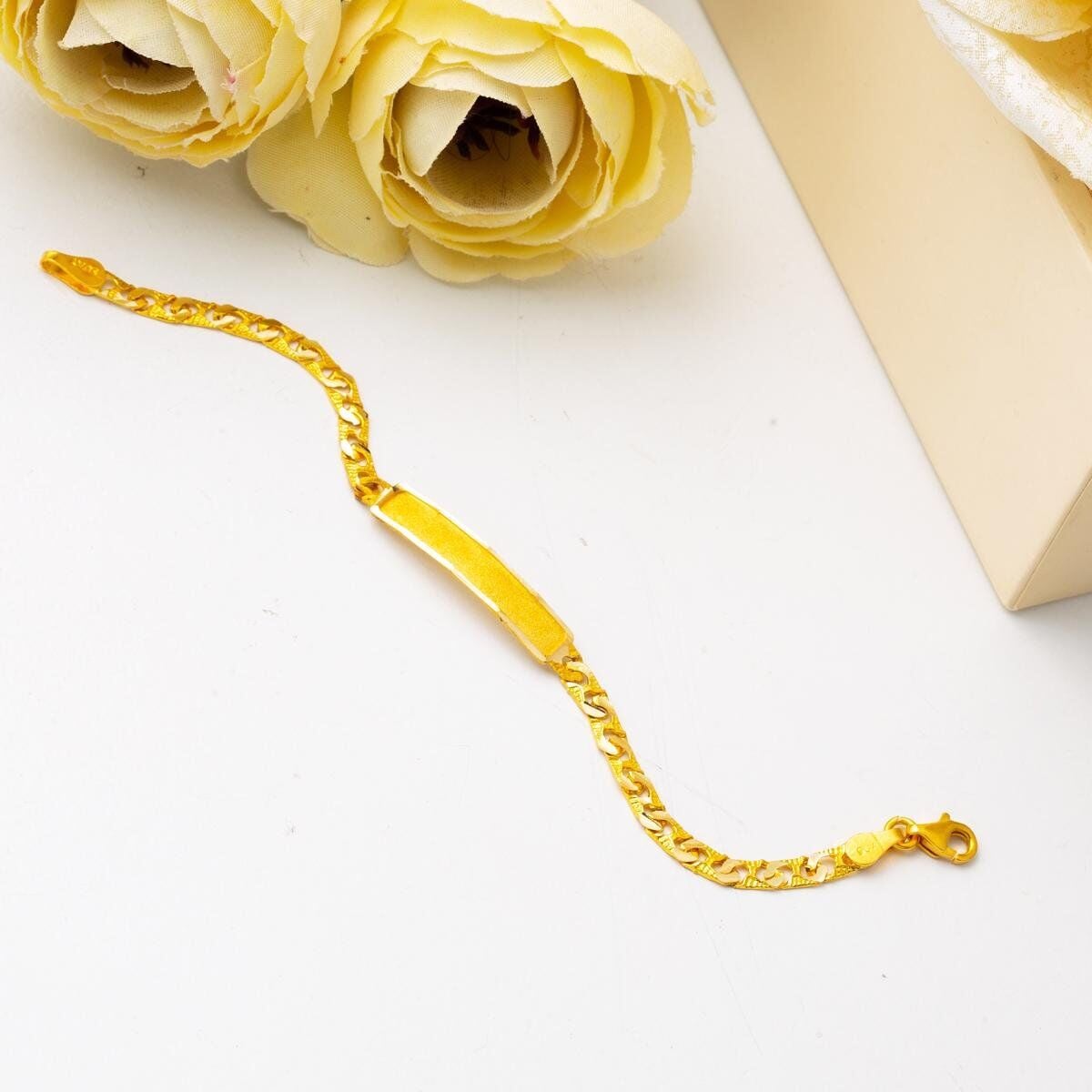 14K Yellow Gold Personalized Name Children's ID Bracelet (4.11 g)