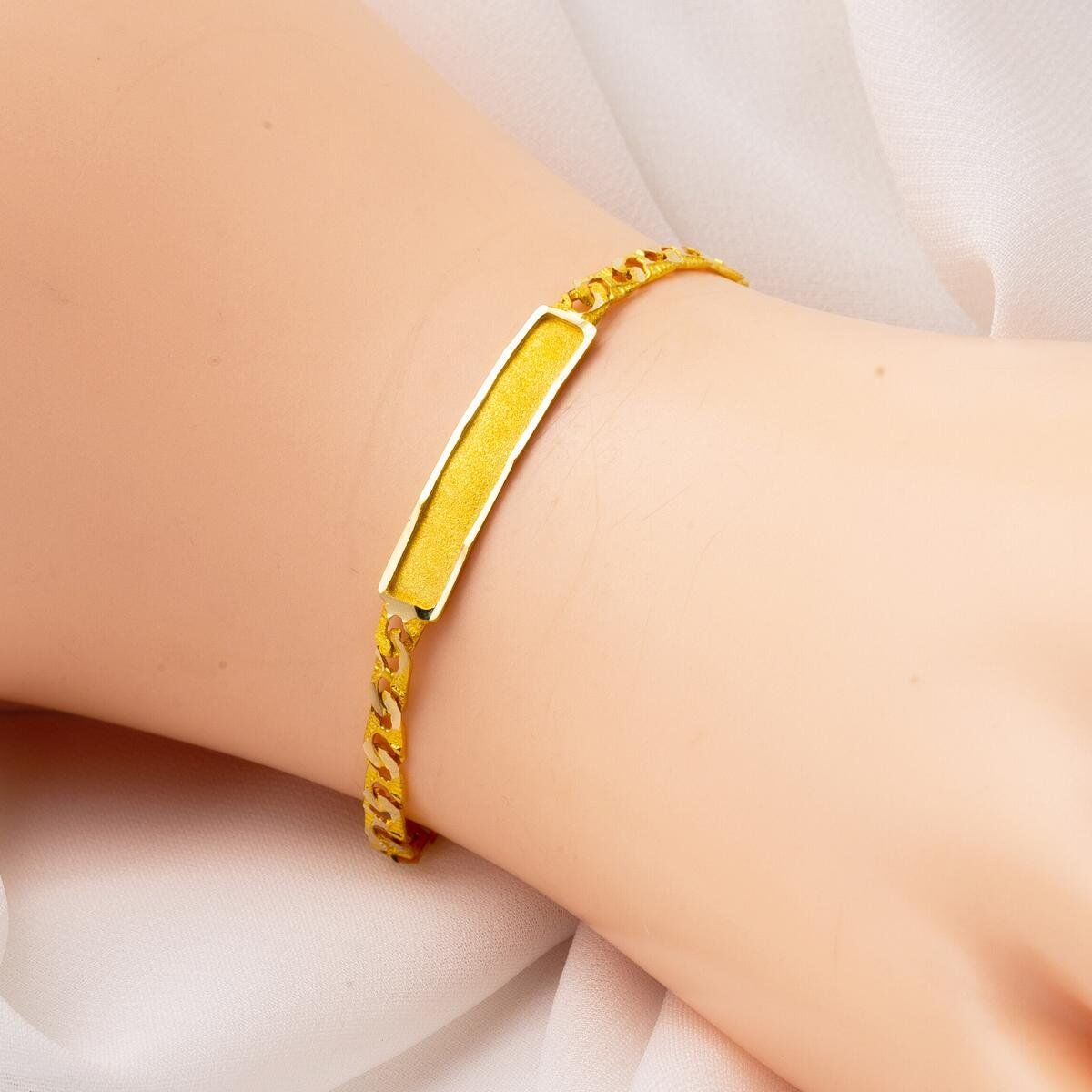 14K Yellow Gold Personalized Name Children's ID Bracelet (4.11 g)