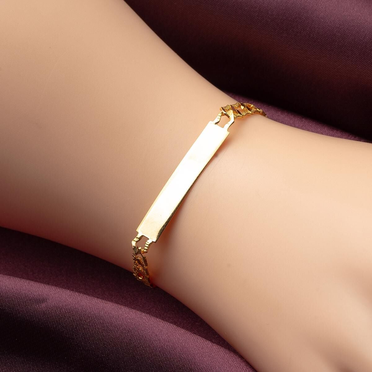 22K Yellow Gold Personalized Name Children's ID Bracelet