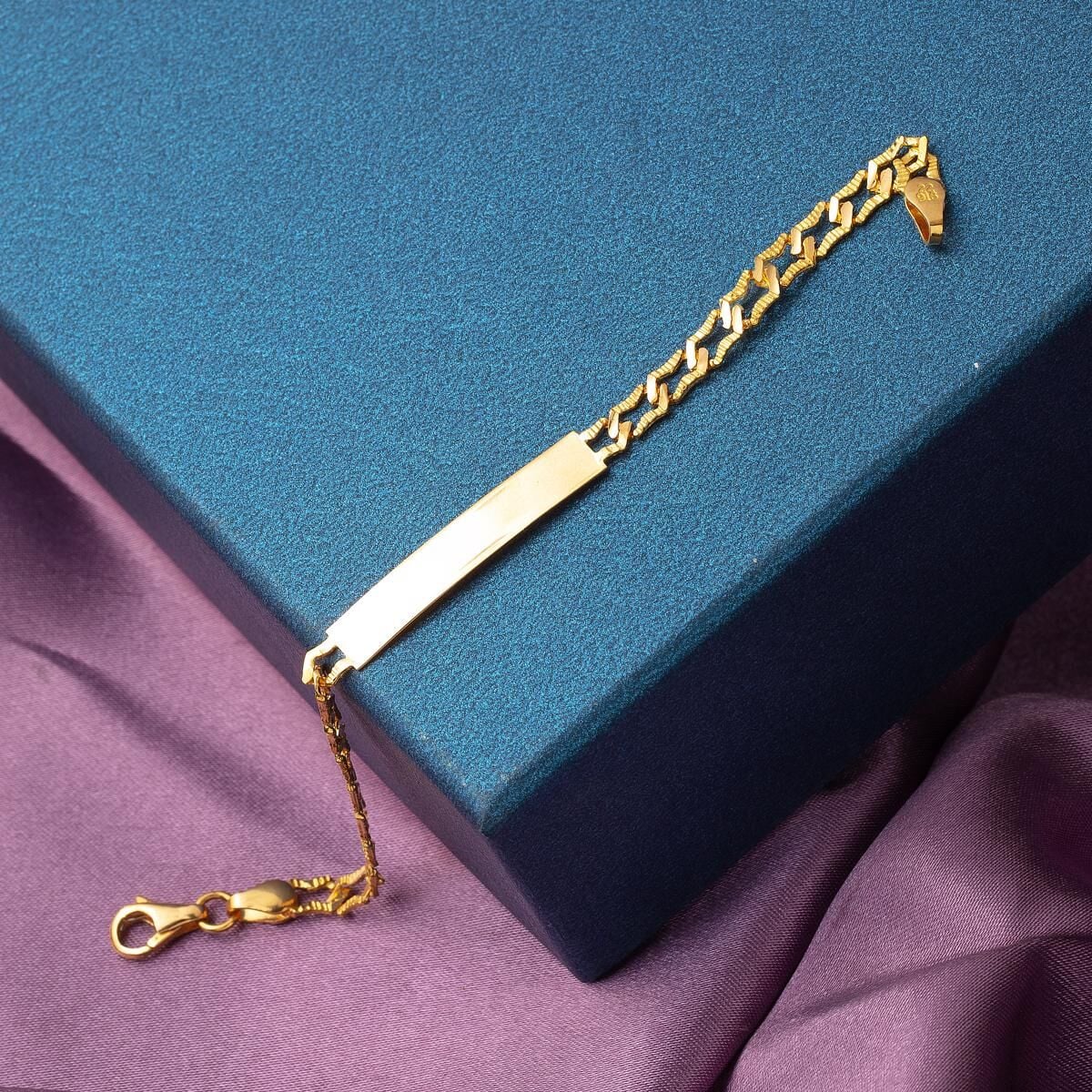 22K Yellow Gold Personalized Name Children's ID Bracelet