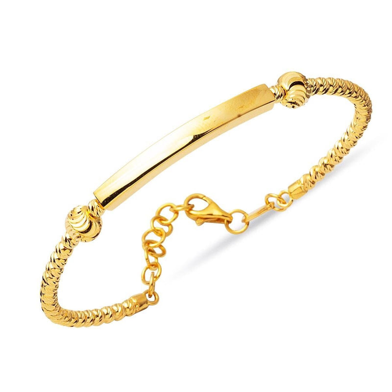 22K Yellow Gold Personalized Name Gold Bead Bangle