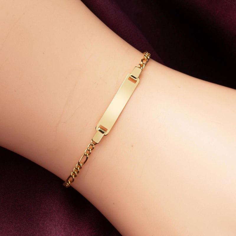 14K Yellow Gold Personalized Gift Name Children's ID Bracelet