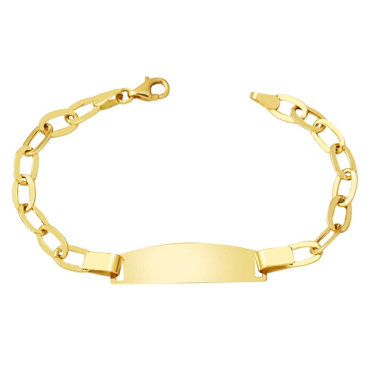 14K Yellow Gold Personalized Name Plate Children's ID Bracelet