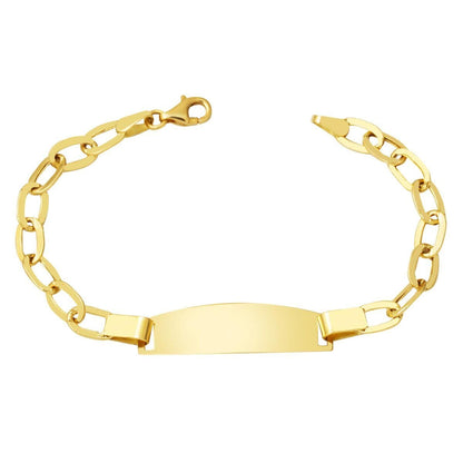 14K Yellow Gold Personalized Name Plate Children's ID Bracelet