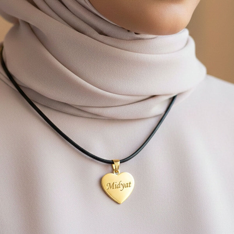 14K Yellow Gold Personalized Name Heart Pendant