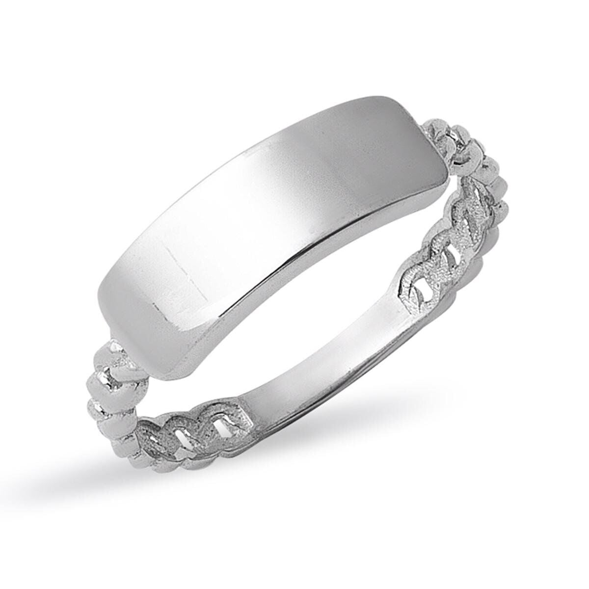 14K White Gold Name Pinky Ring