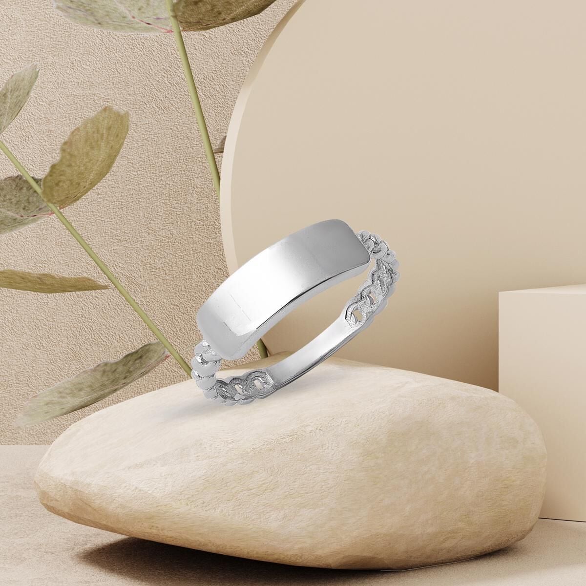 14K White Gold Name Pinky Ring