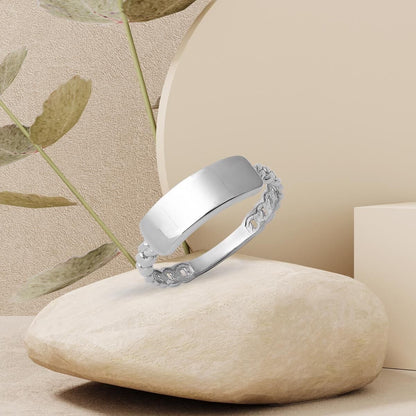 14K White Gold Name Pinky Ring
