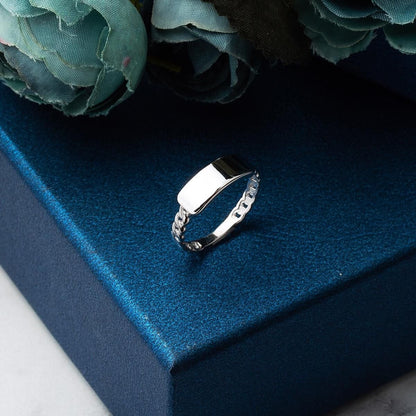 14K White Gold Name Pinky Ring