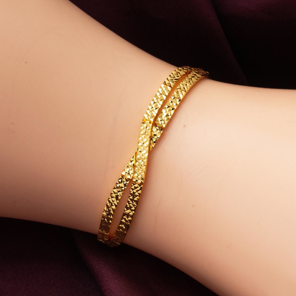 14K Yellow Gold Italian Engraved Tennis Necklace and Bracelet Set