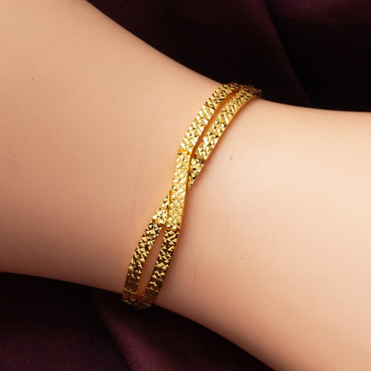 14K Yellow Gold Italian Engraved Tennis Necklace and Bracelet Set
