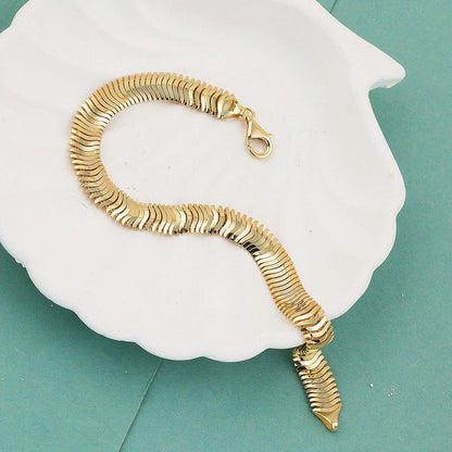 14K Yellow Gold Italian Thick Herringbone Bracelet