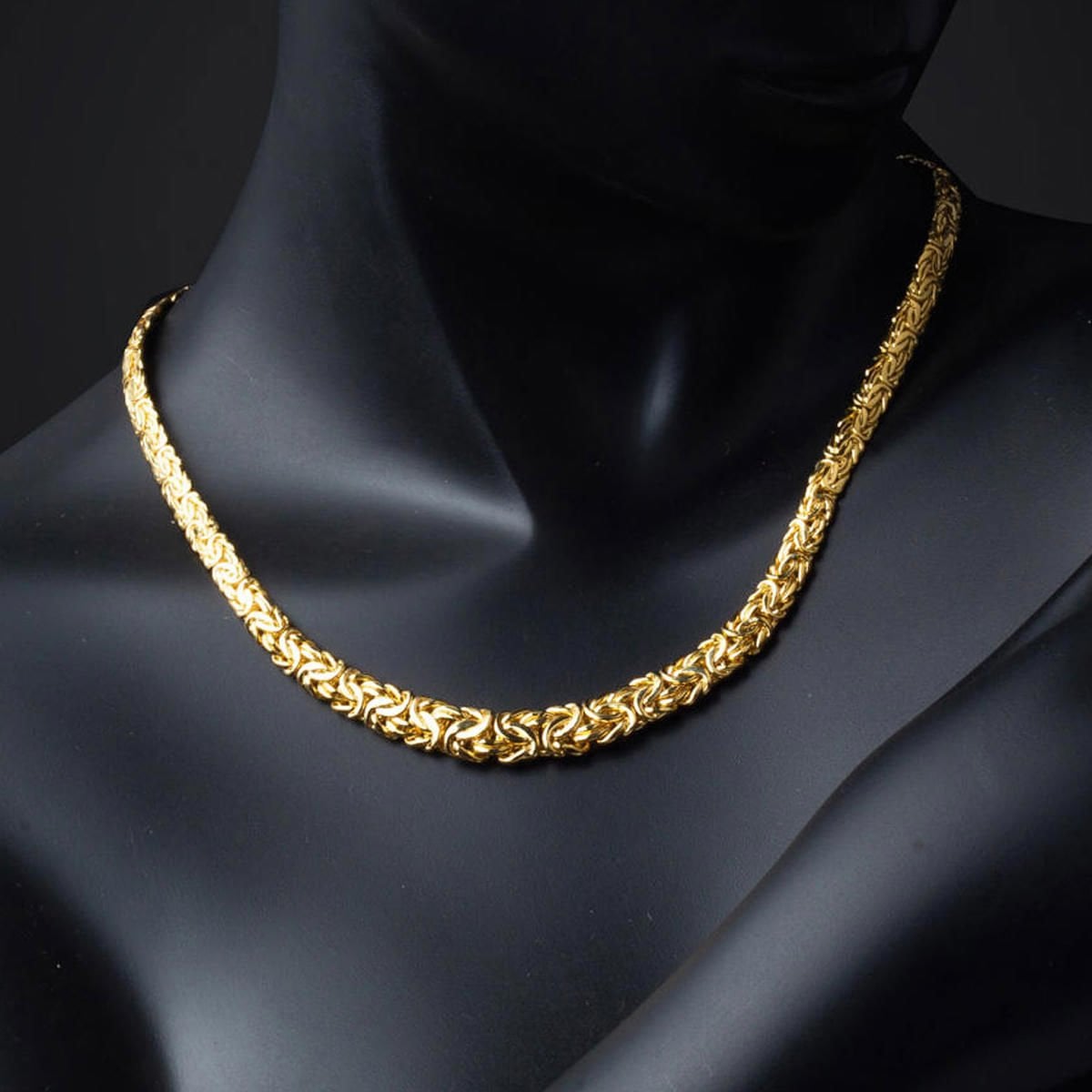 14K Yellow Gold Italian King Byzantine Collar Necklace