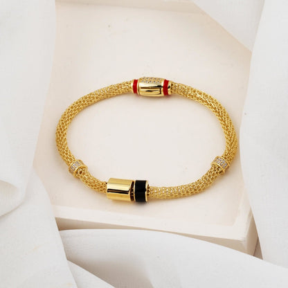 14K Yellow Gold Italian Designer Inspired Enamel Bracelet