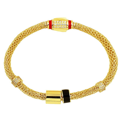 14K Yellow Gold Italian Designer Inspired Enamel Bracelet