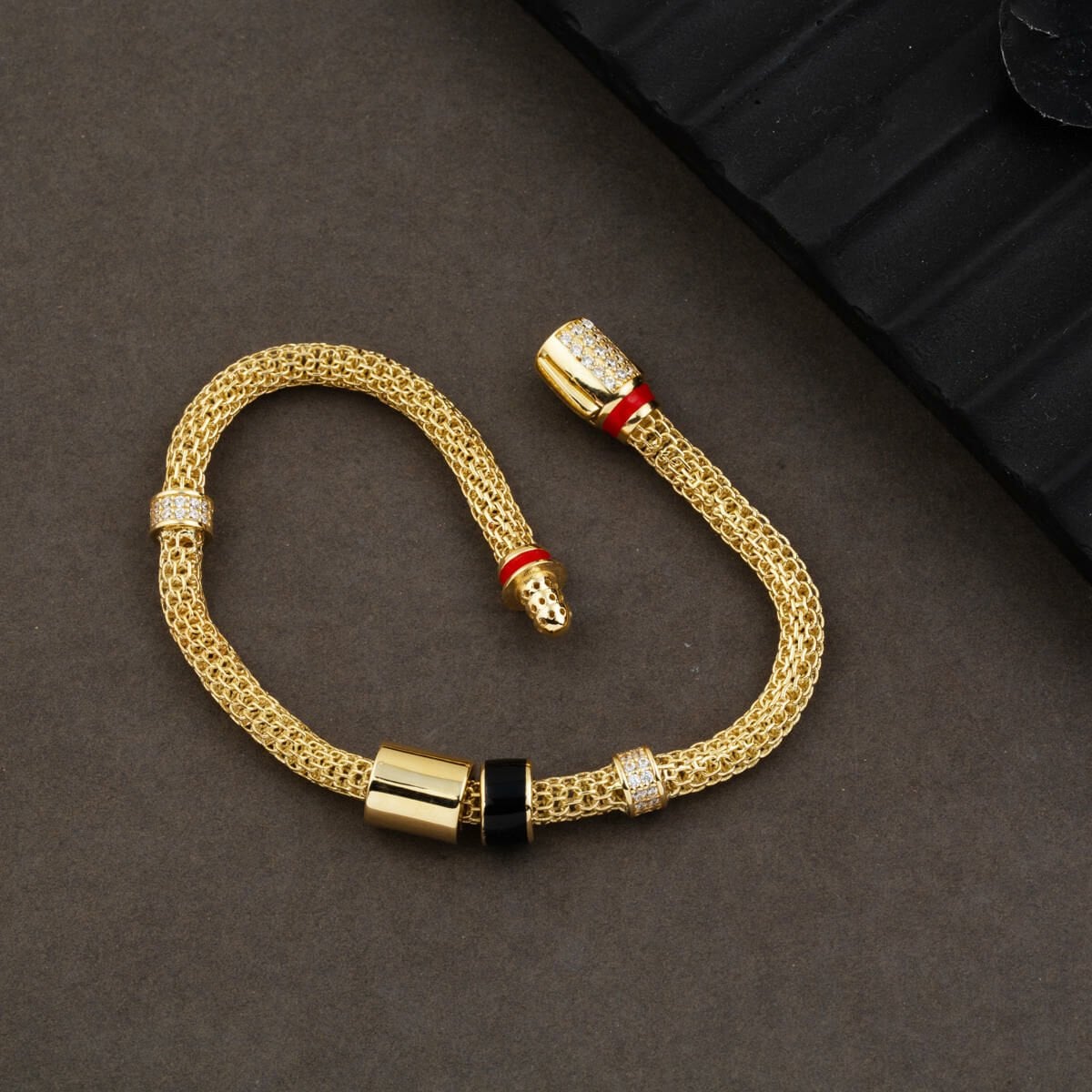 14K Yellow Gold Italian Designer Inspired Enamel Bracelet