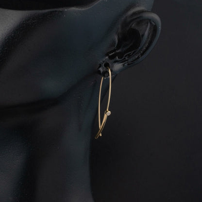 14K Yellow Gold Italian Wire Cubic Zirconia Hoop Earrings