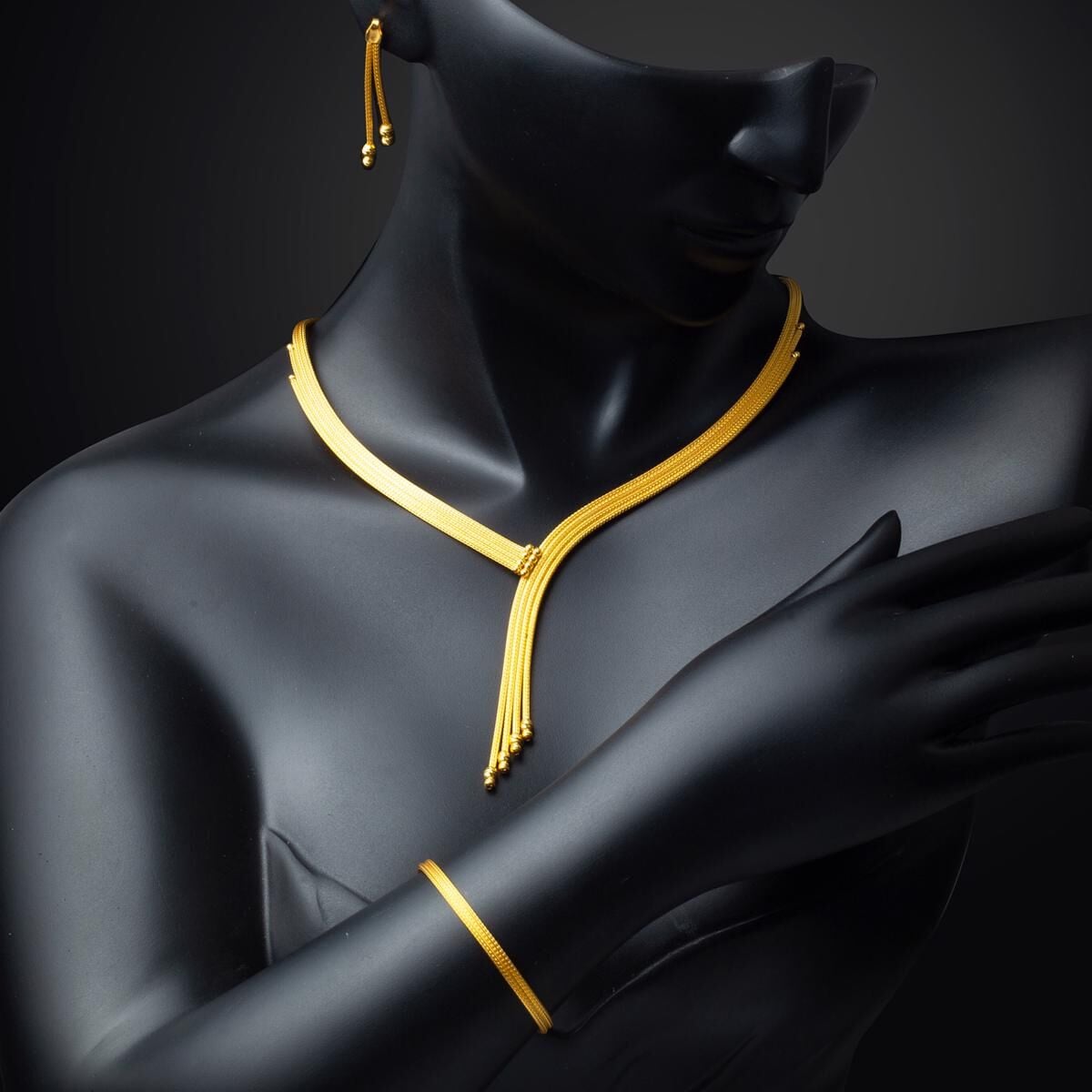 14K Yellow Gold Italian Braided Chain Set