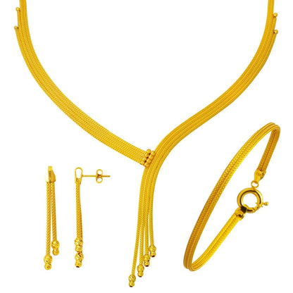 14K Yellow Gold Italian Braided Chain Set