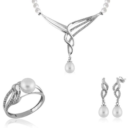 14K White Gold Julie Bridal Pearl Set