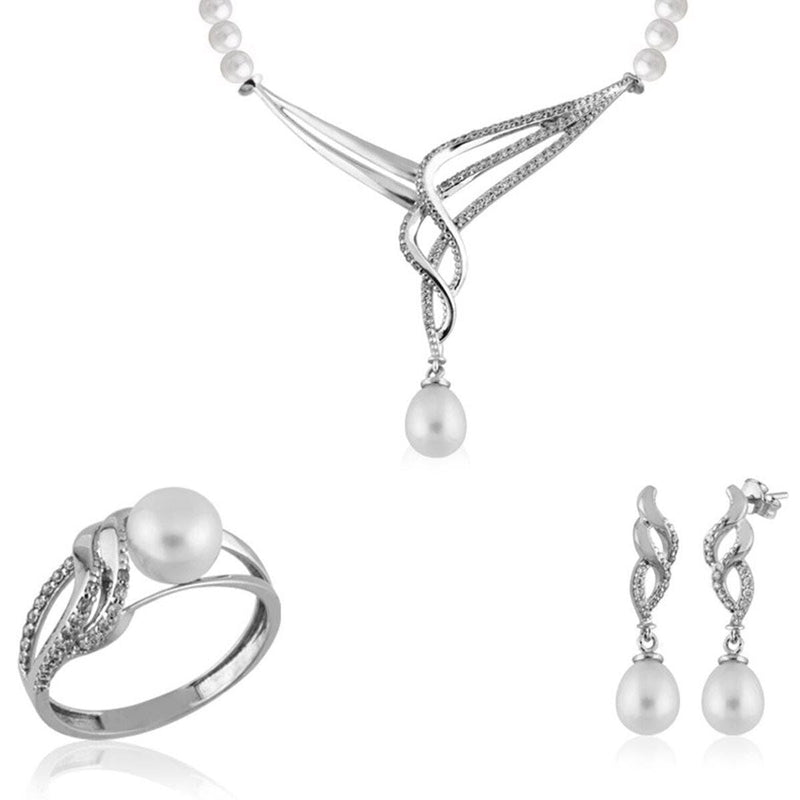 14K White Gold Julie Bridal Pearl Set