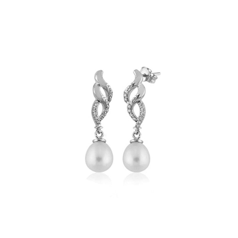 14K White Gold Julie Pearl Earrings