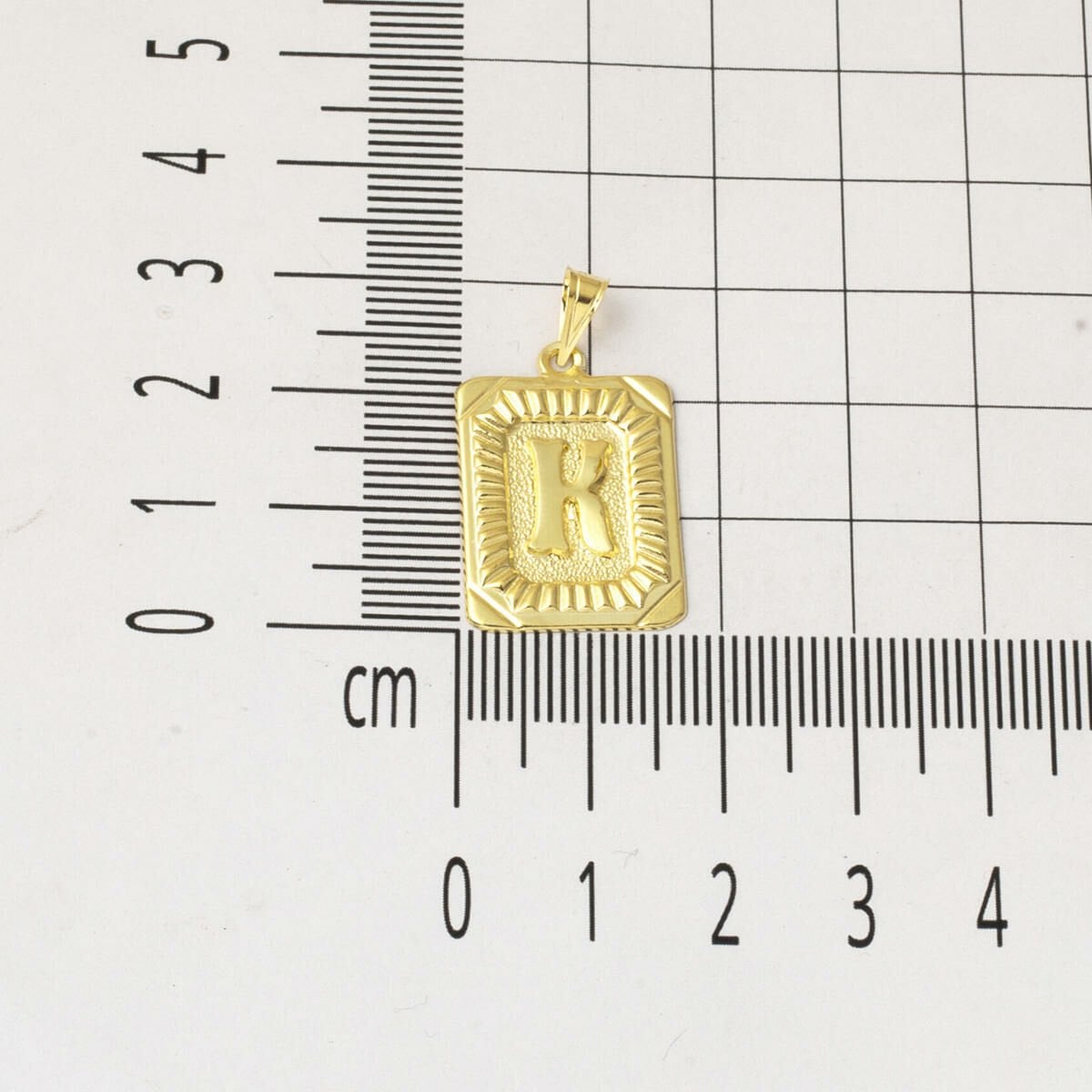 14K Yellow Gold Initial K Square Plate Pendant