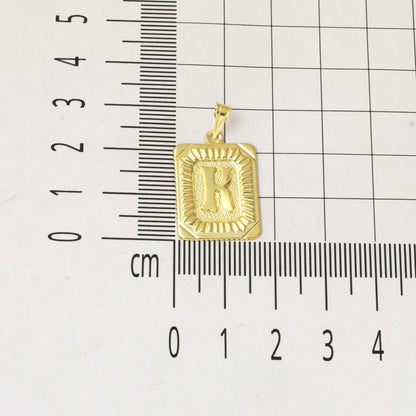 14K Yellow Gold Initial K Square Plate Pendant