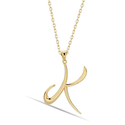 14K Yellow Gold Initial K Necklace
