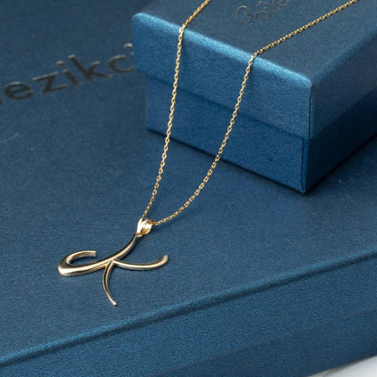 14K Yellow Gold Initial K Necklace