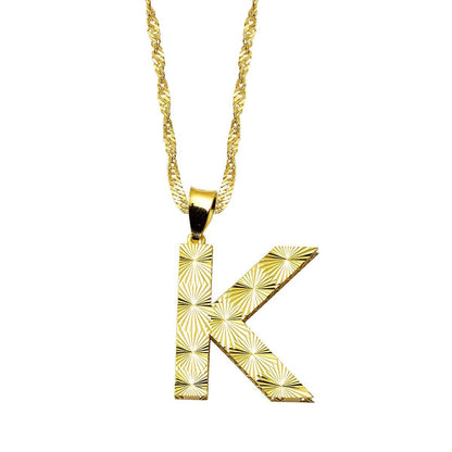 14K Yellow Gold 3 Dimensional Initial K Necklace