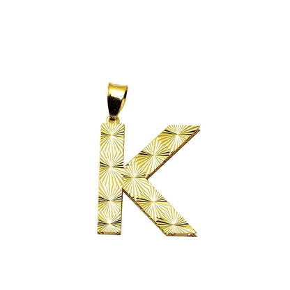 14K Yellow Gold K Initial 3 Dimensional Pendant
