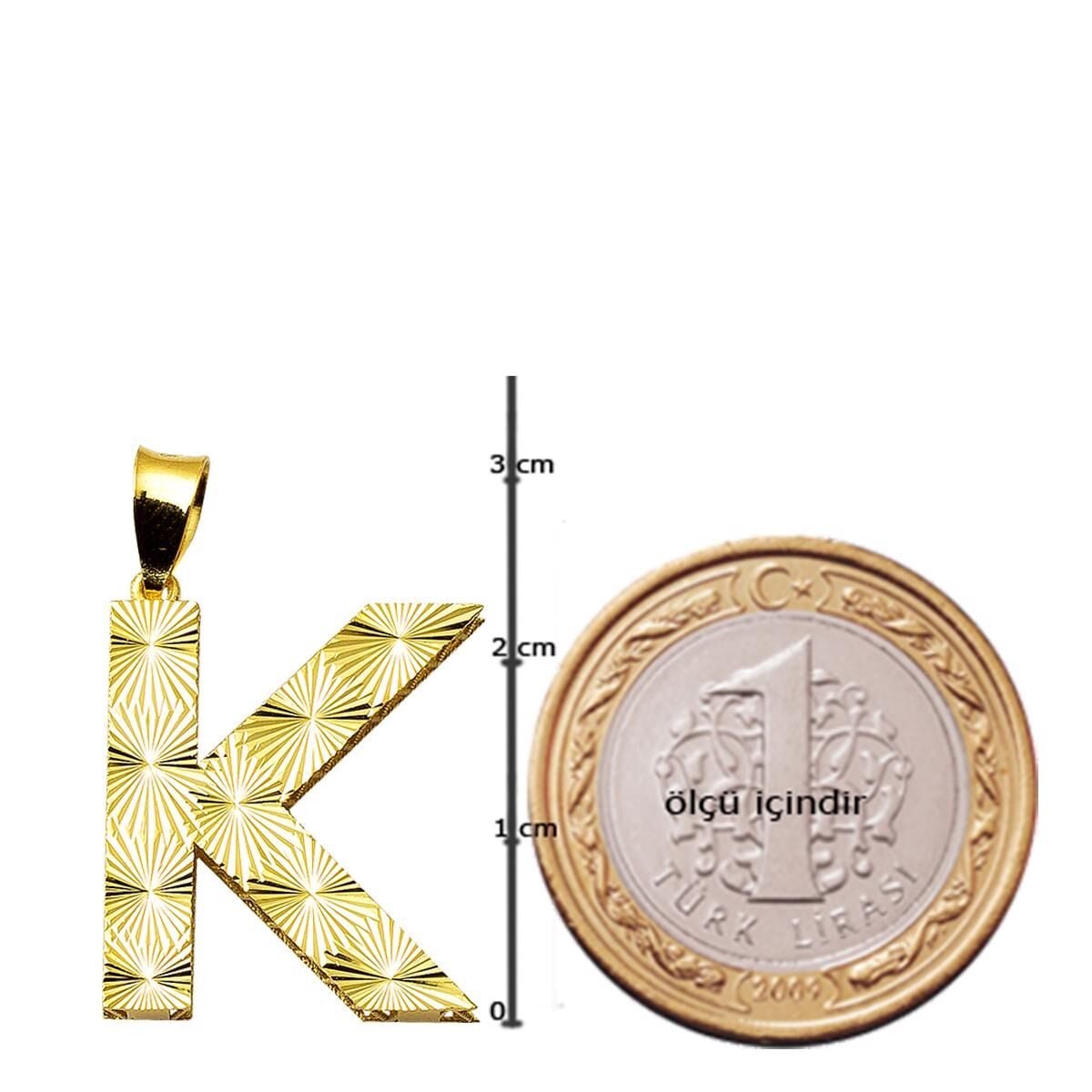 14K Yellow Gold K Initial 3 Dimensional Pendant