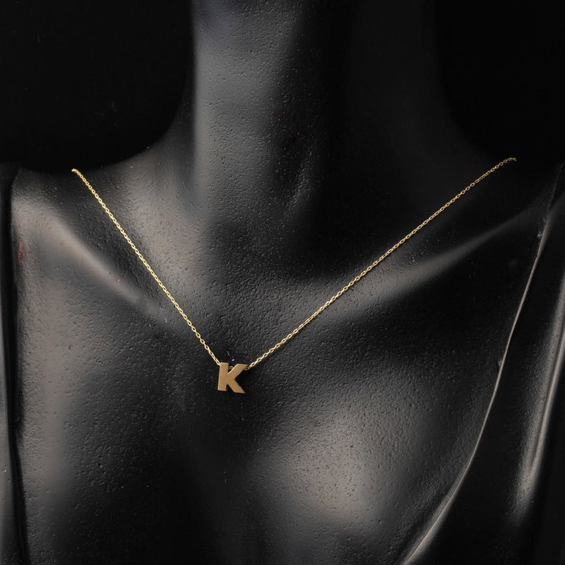 14K Yellow Gold Minimalist Initial K Necklace
