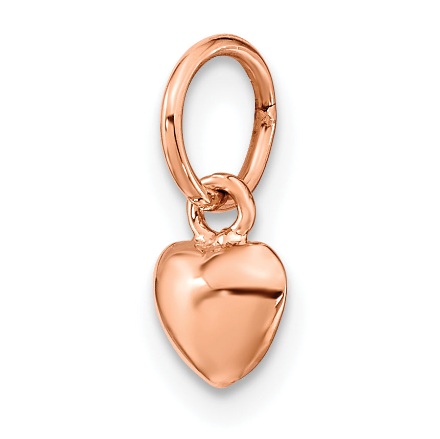 14K Rose Gold Polished 3-D Puffed Heart Charm