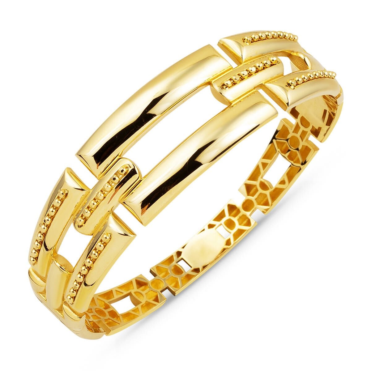 14K Gold Ribbed Bangle