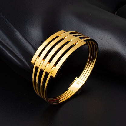 14K Yellow Gold Ribbed Hinged Cuff Bangle (17.2 g)