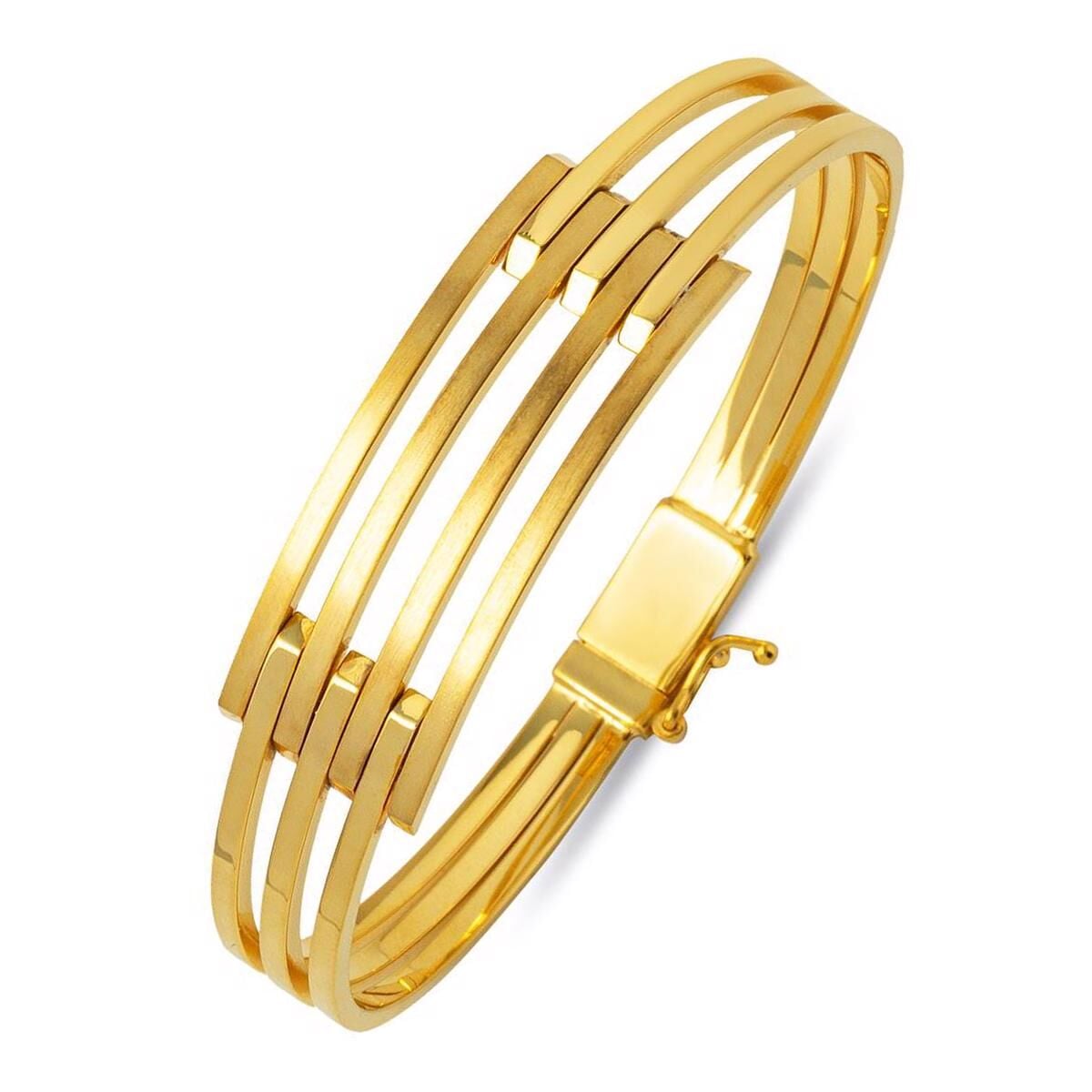 14K Yellow Gold Ribbed Hinged Cuff Bangle (13.45 g)