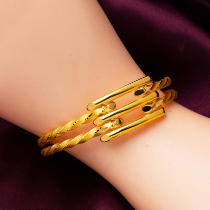 22K Yellow Gold Ribbed Hinged Cuff Bangle (20.91 g)