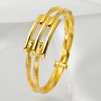 22K Yellow Gold Ribbed Hinged Cuff Bangle (20.91 g)