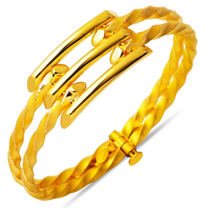 22K Yellow Gold Ribbed Hinged Cuff Bangle (20.91 g)