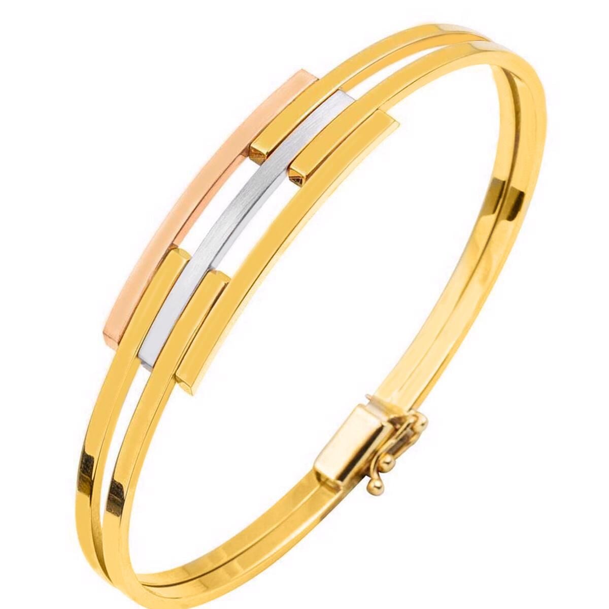 14K Yellow Gold Ribbed Hinged Cuff Bangle (6.83 g)
