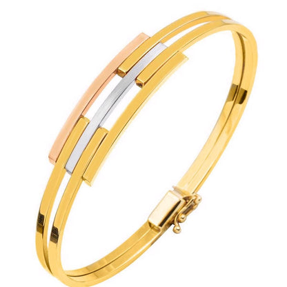 14K Yellow Gold Ribbed Hinged Cuff Bangle (6.83 g)