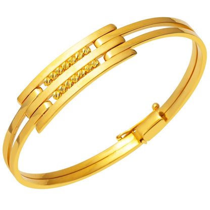 14K Yellow Gold Ribbed Hinged Cuff Bangle (9.09 g)