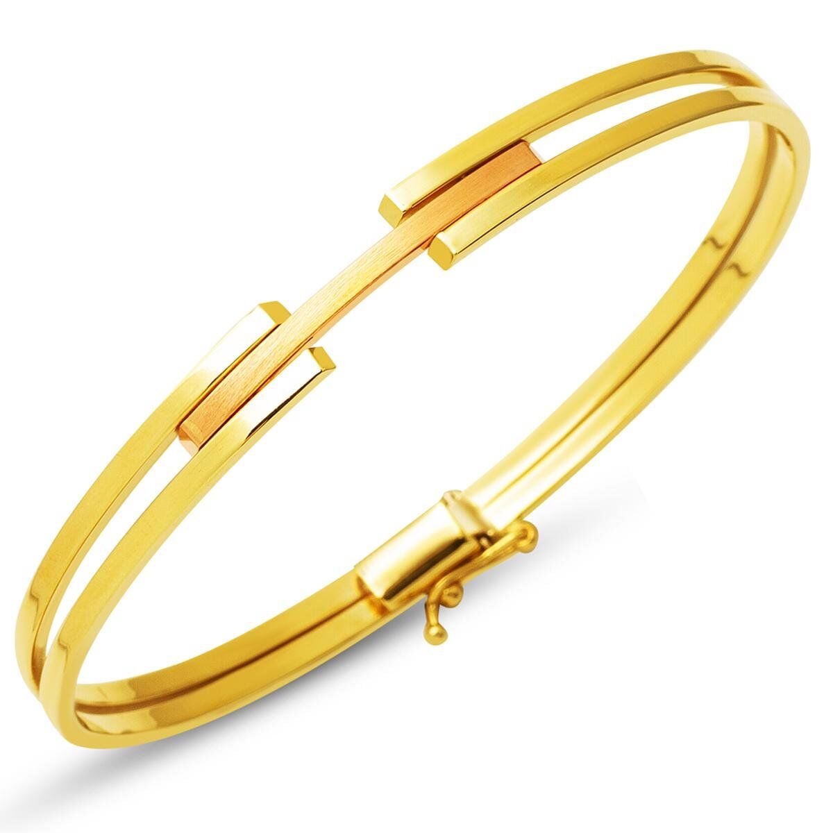 14K Yellow Gold Ribbed Hinged Cuff Bangle (5.13 g)