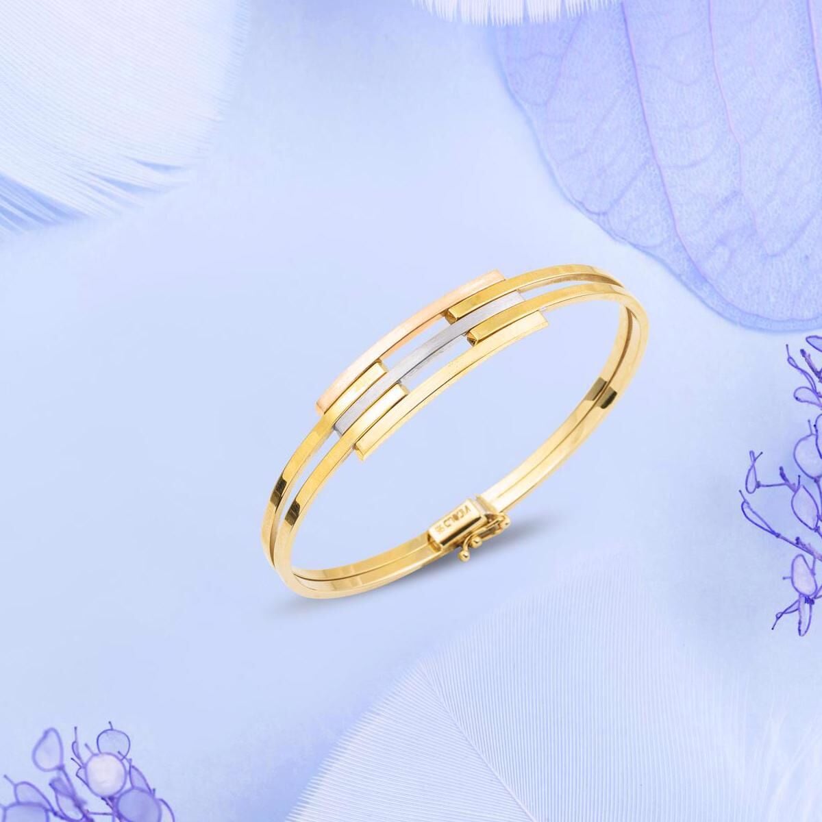 14K Yellow Gold Ribbed Hinged Cuff Bangle (6.83 g)